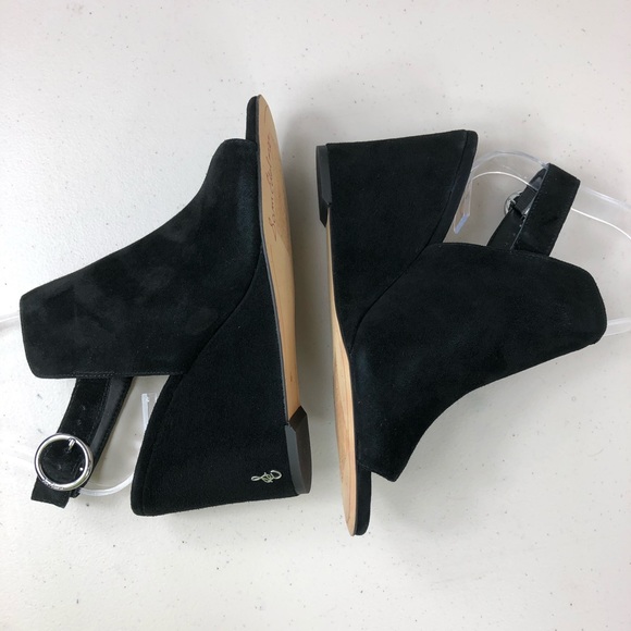 Sam Edelman Black Wedge Suede Sandals Size 6M - Picture 4 of 8